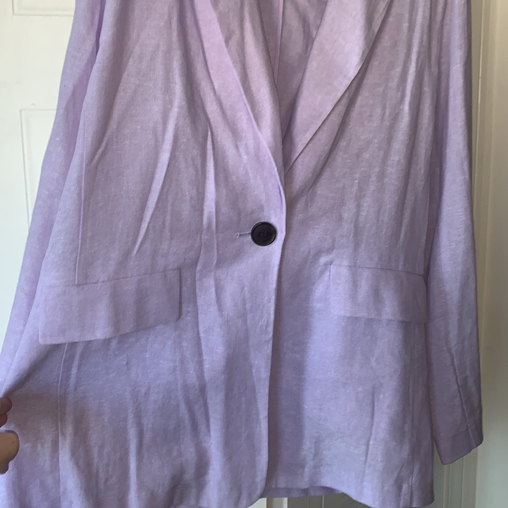 Liz Clairboune | Classic Fit Linen Blazer in Lavender Size 6 - Picture 4 of 11